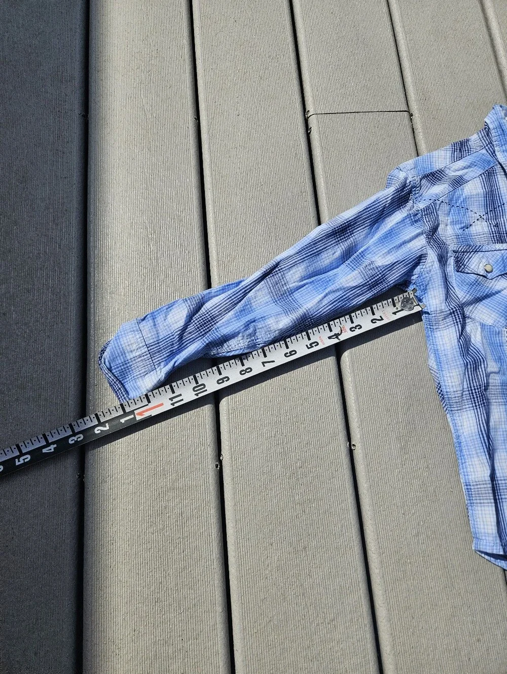 Wrangler 20X Boys Pearl Snap Shirt Medium 7-8 Blue Plaid Long Sleeve Western Kid